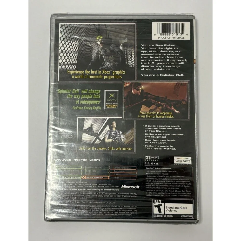 Tom Clancy SPLINTER CELL & DESERT STORM Platinum Hits (Microsoft Xbox, 2003) NEW